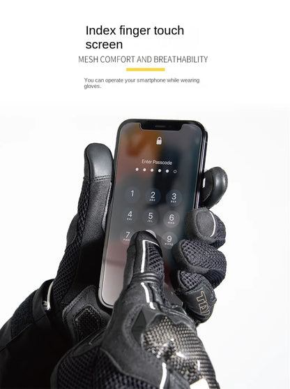RSTAICHI Men's Retro Touchscreen Motorcycle Gloves