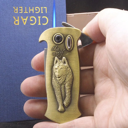 Skull Head Windproof Lighter with Knife