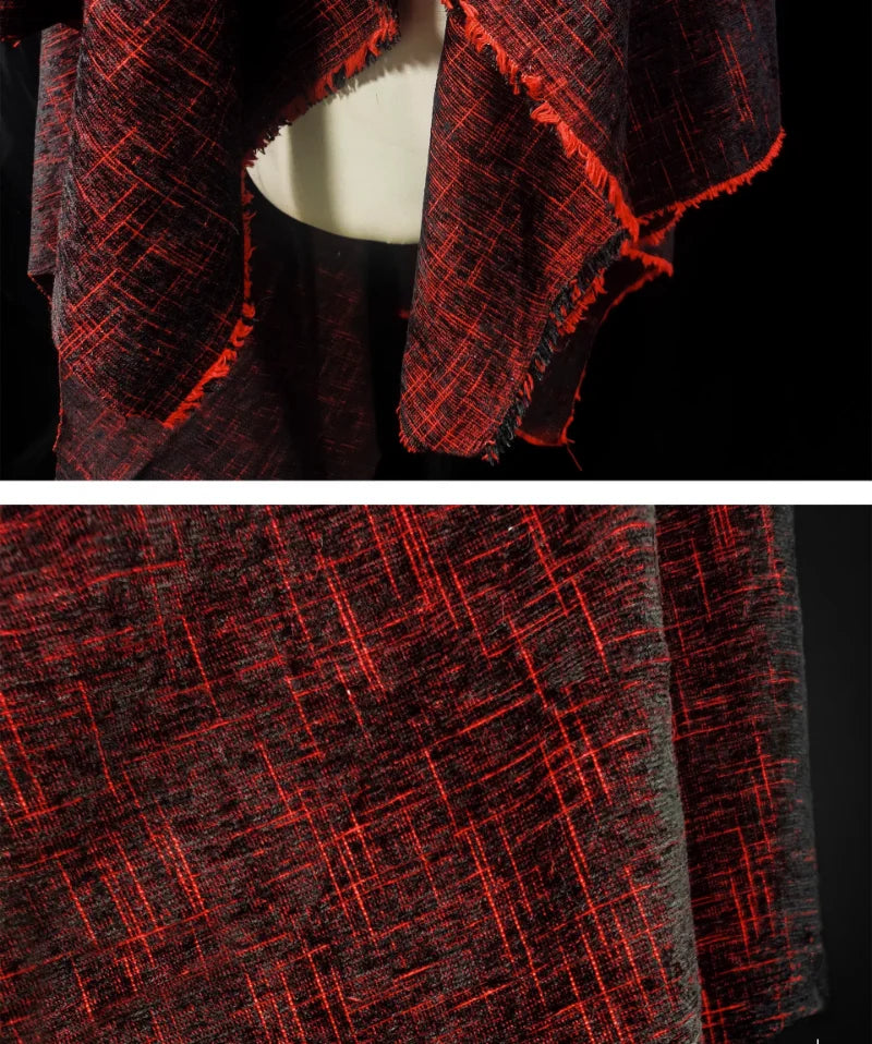 “Rich Red Velvet Textured Apparel Fabric for DIY”