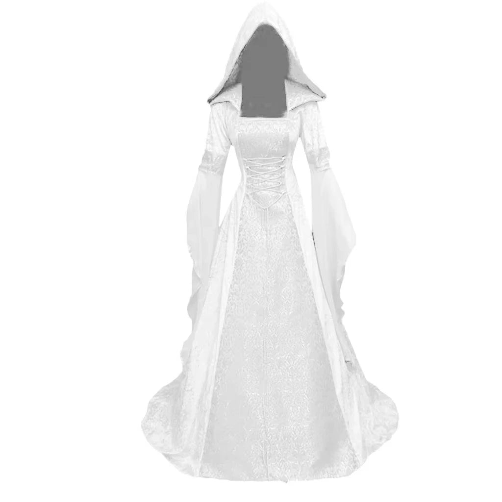 Gothic Hooded Flare Sleeve Maxi Dress