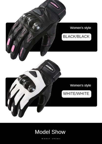 LYSCHY Winter Waterproof Leather Motorcycle Gloves