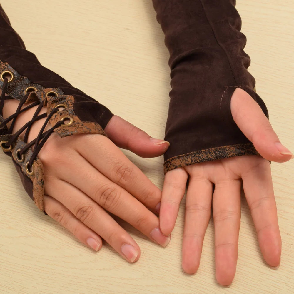 Half-Finger Gloves Ties Up Costume Accessories