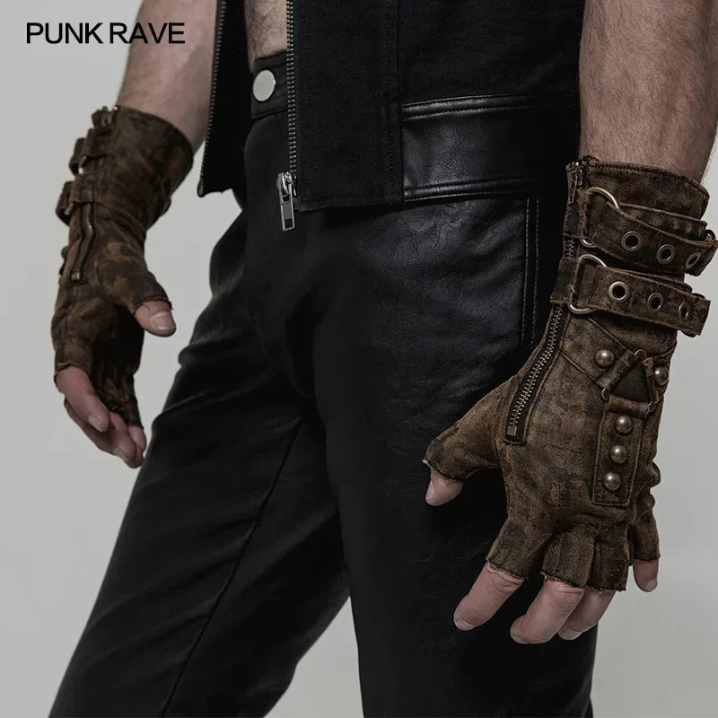 Steampunk Savage Military Fingerless Gloves