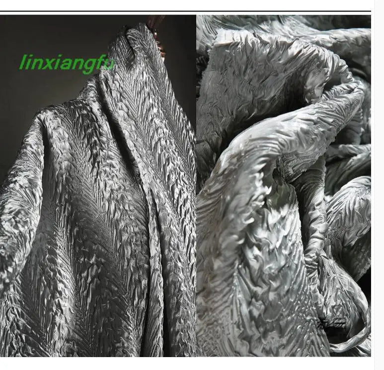 Silver dragon pattern Lin texture reconstruction designer fabric.