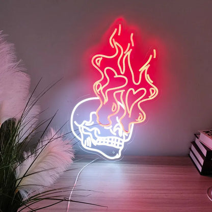 Custom Neon Skull Light - Handmade Wall Art Decor
