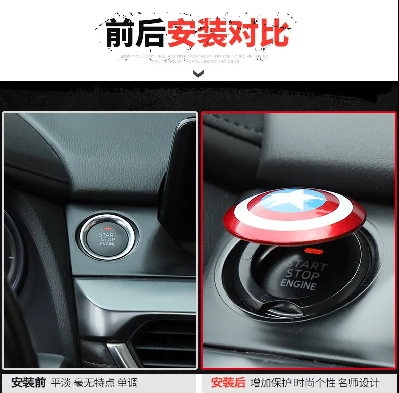 Car Engine Ignition Start Switch Button Protective Cover