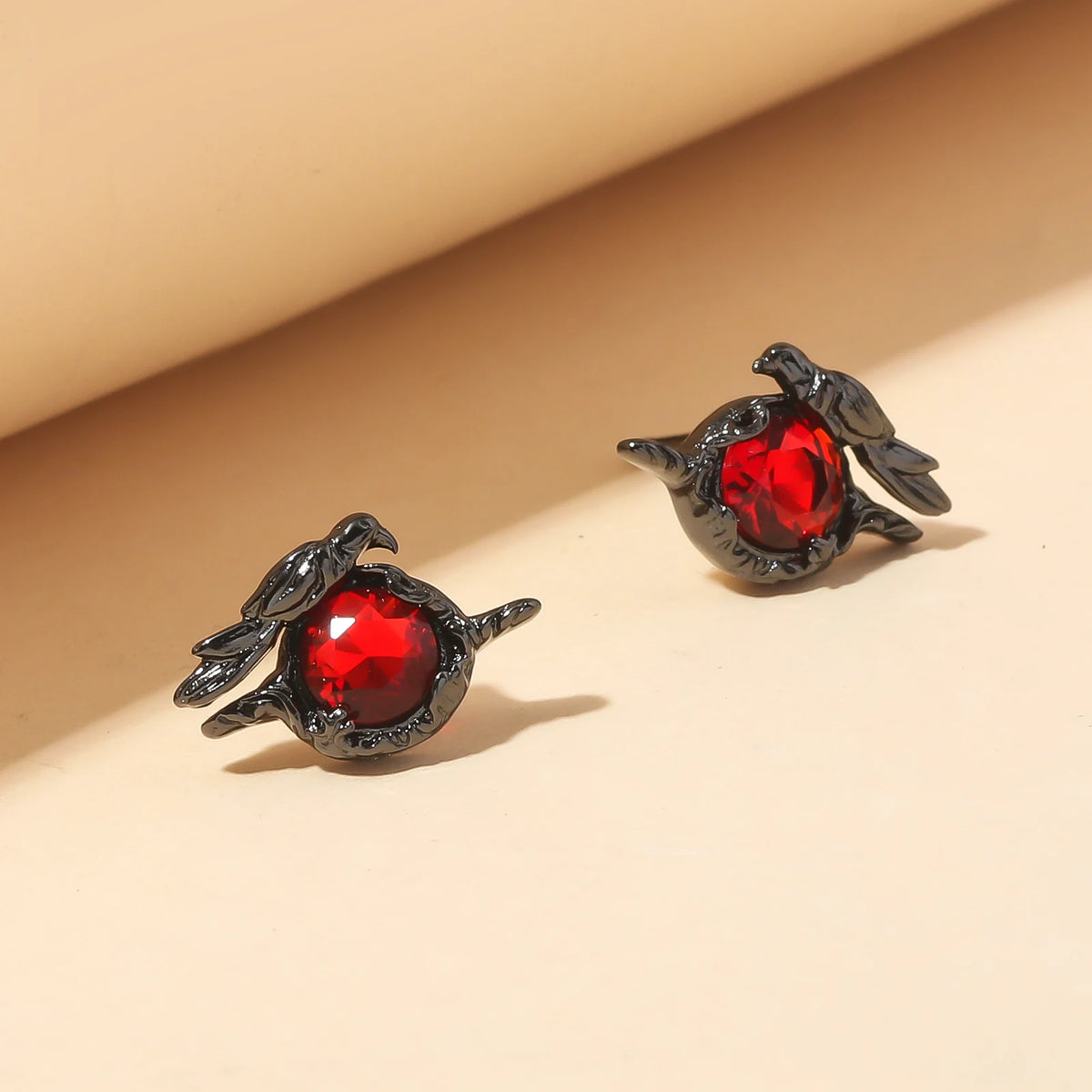 Black Crow Drop Earrings — Gothic Punk Chain