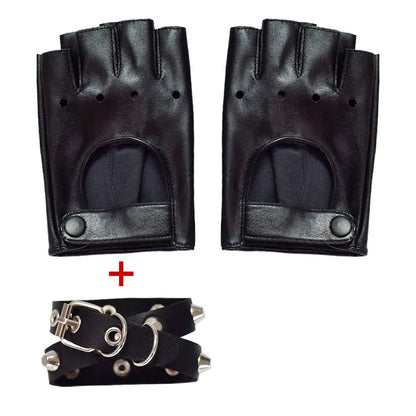 Half Finger hollow out gloves leather