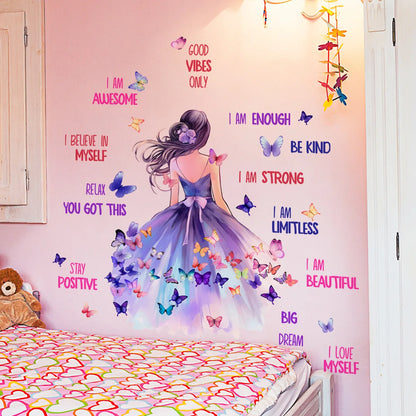 Purple Skirt Princess Wall Stickers for Girls Room