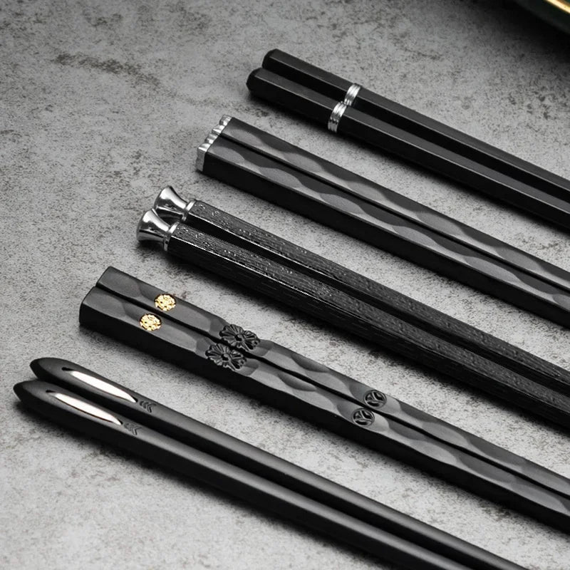 Japanese Non-Slip Chopsticks — 5 Pairs Metal