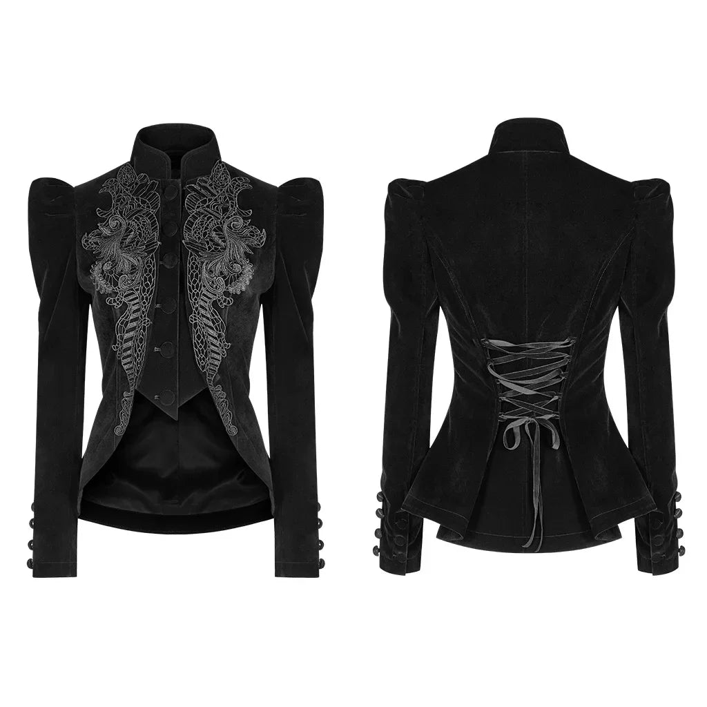 Gothic Puff Long Sleeved Black Short Coat