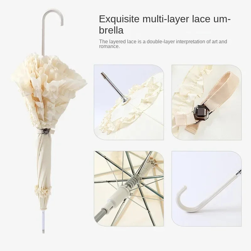 Cute Princess Lace Umbrella Long Handle Pagoda