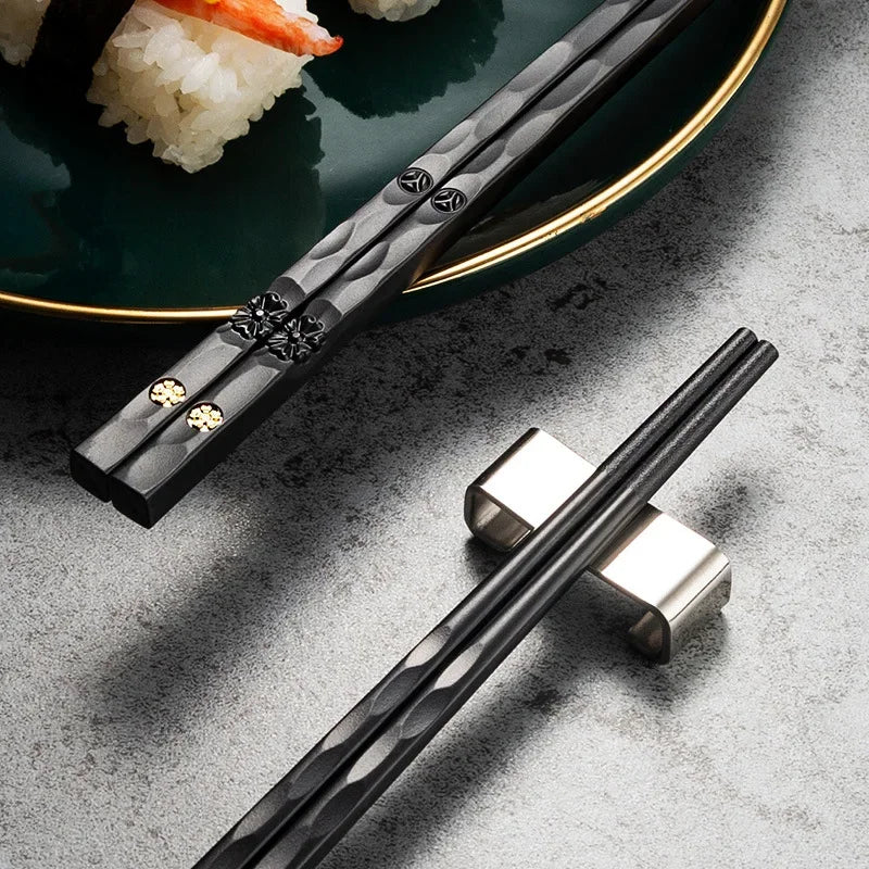 Japanese Non-Slip Chopsticks — 5 Pairs Metal