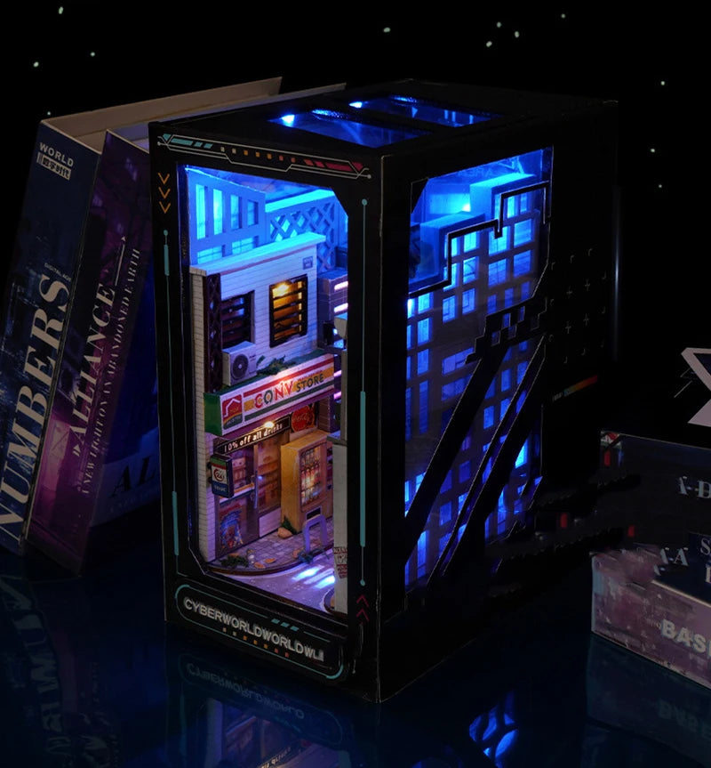 Cyberpunk DIY Book Nook Model Kit for Creative Room