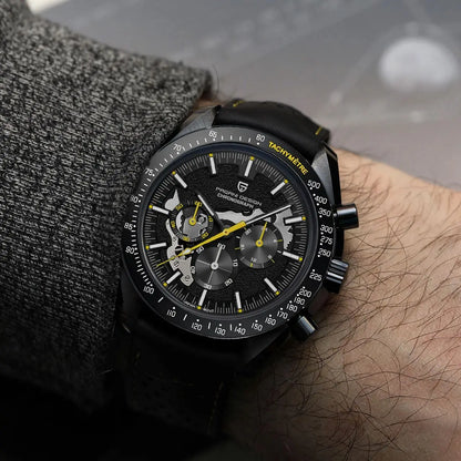 Pagani Moon Black Skeleton Quartz Chrono Watch