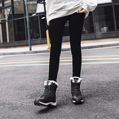 Moipheng Ankle Boots Women Winter Shoes Keep Warm Non-slip Black Snow Boots Ladies Lace-up Plus Size 41 Boots Chaussures Femme