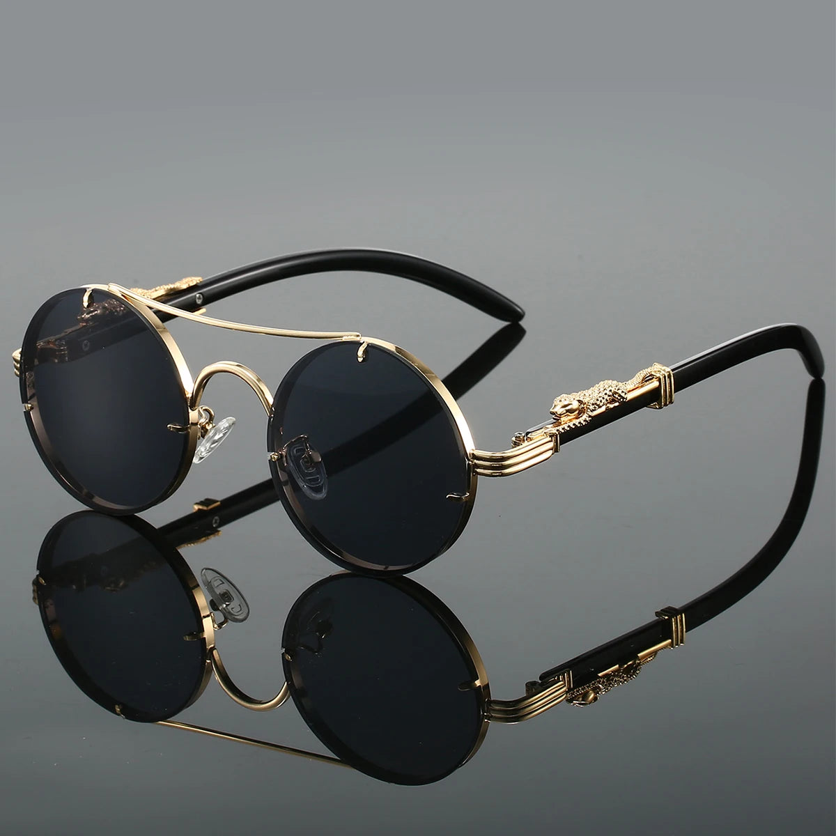 Vintage Double Bridge Round Sunglasses