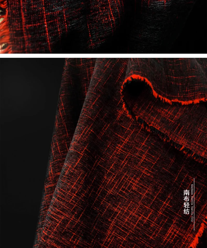 “Rich Red Velvet Textured Apparel Fabric for DIY”