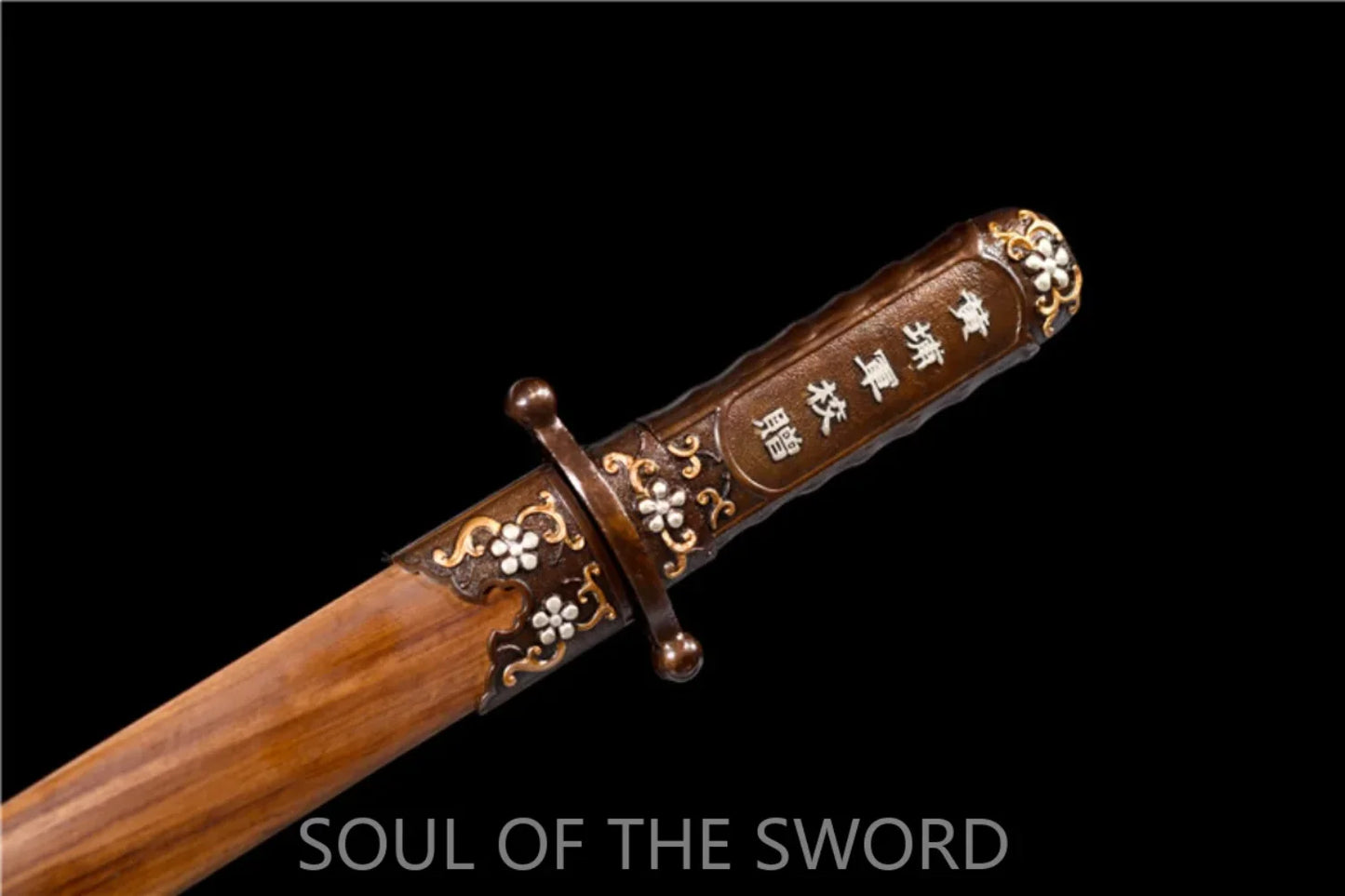 Damascus Kung Fu Dagger - Copper Handle, Premium
