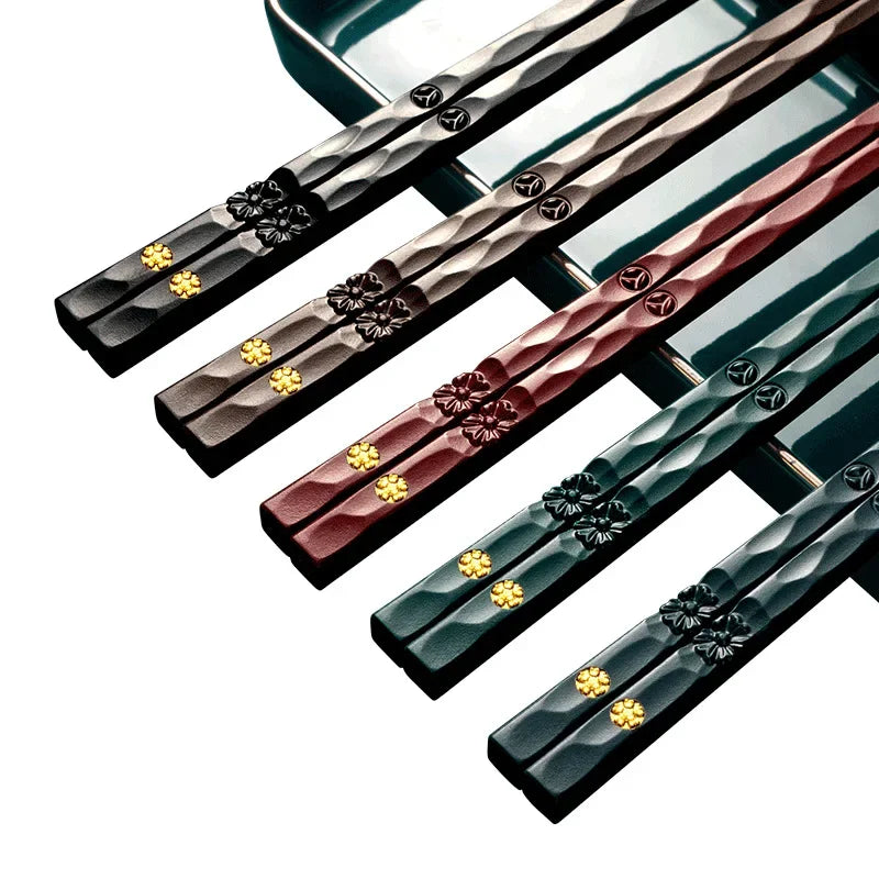 Japanese Non-Slip Chopsticks — 5 Pairs Metal