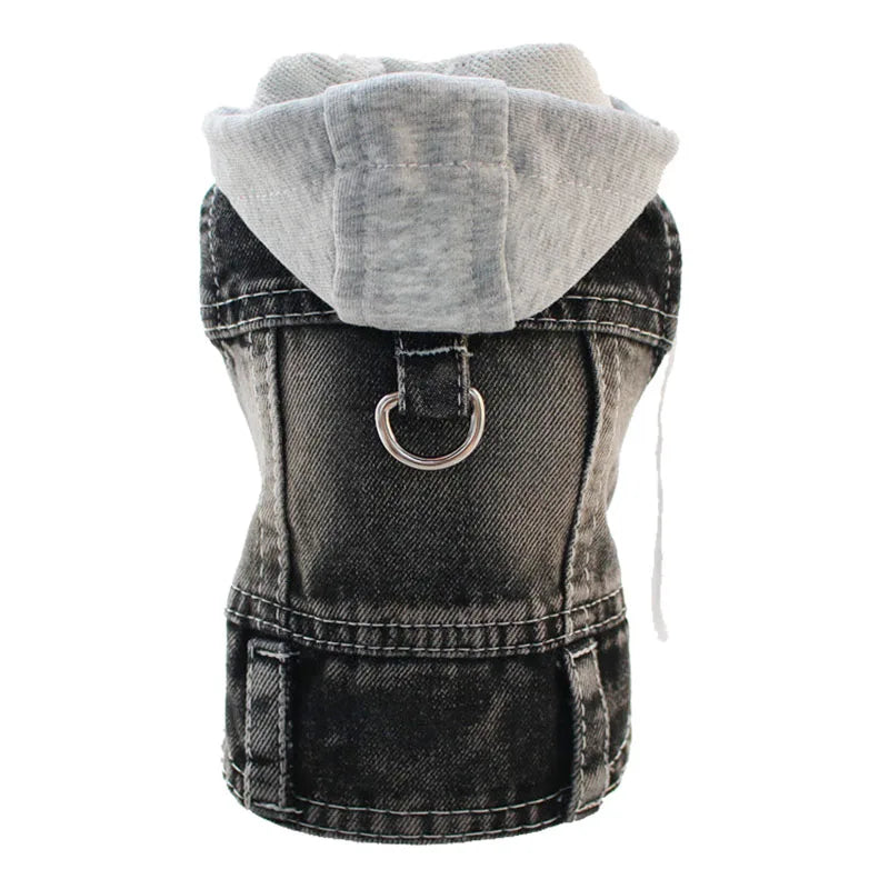 Dog Denim Jacket — Hoodie Harness Coat