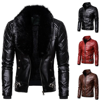Leather Jacket Men Autumn