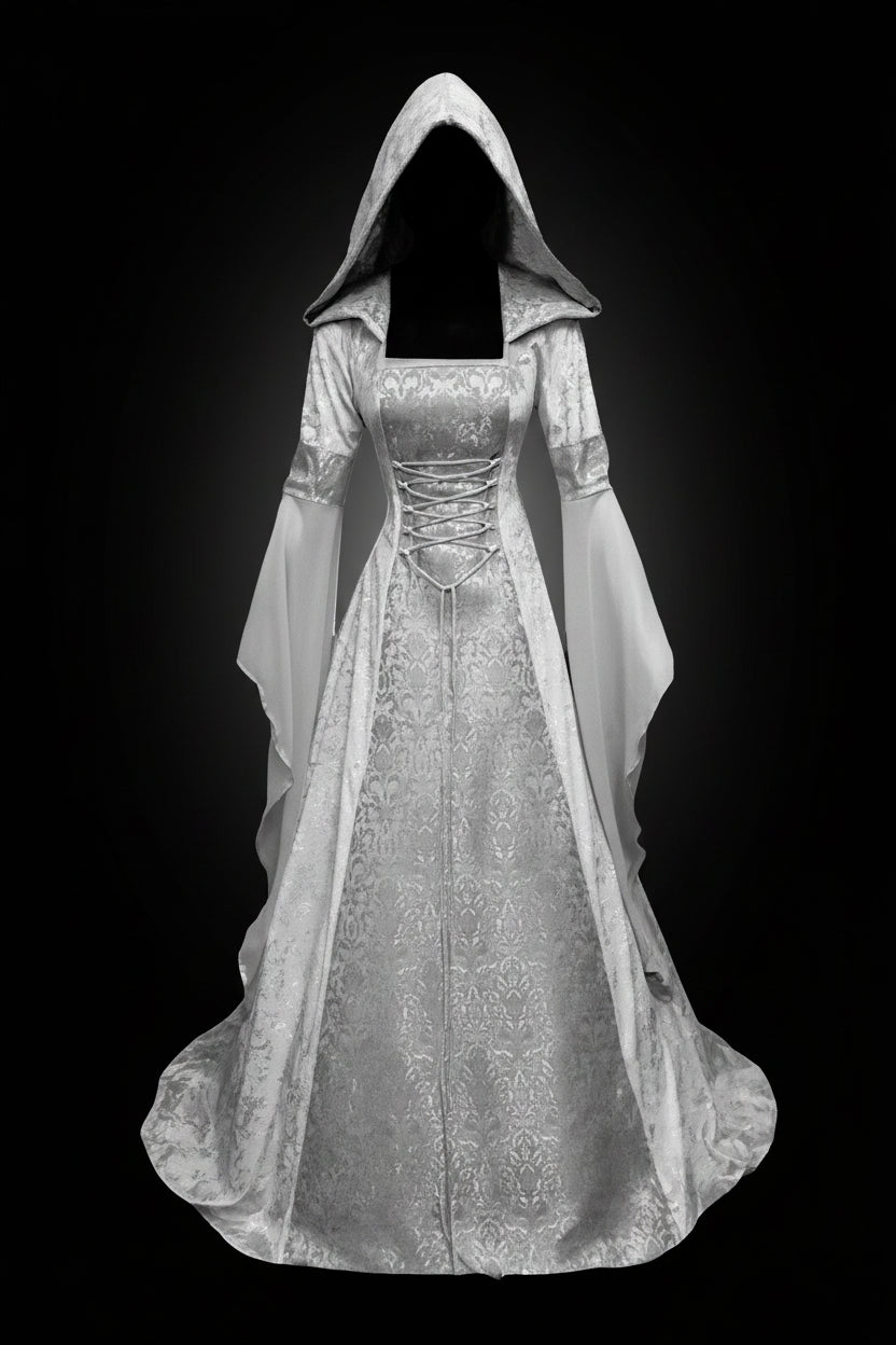 Gothic Hooded Flare Sleeve Maxi Dress