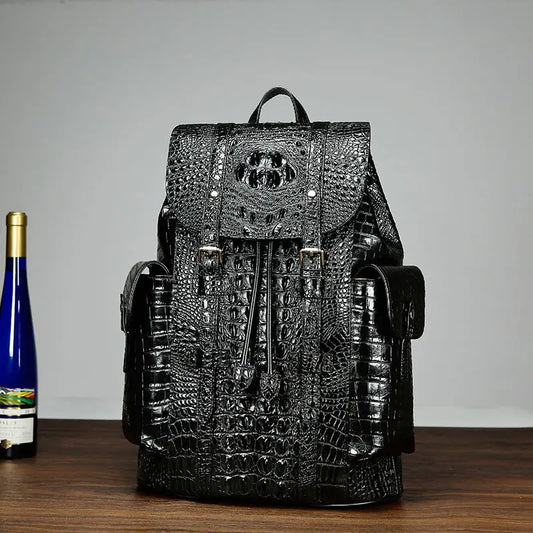 Natural Crocodile Genuine Leather Men's Backpack Fashion