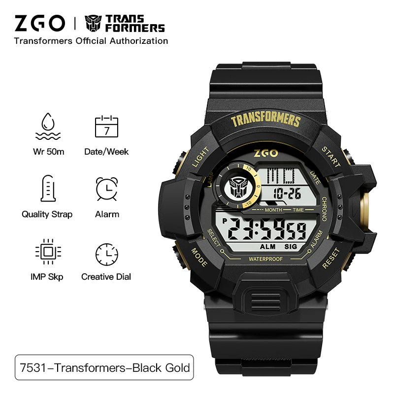 ZGO × Transformers Digital Military Watch — 5ATM Waterproof