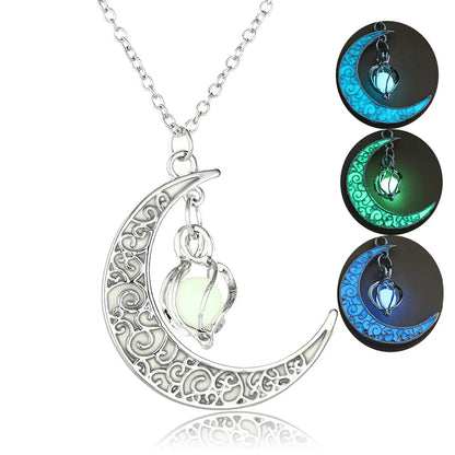 GlowMoon Choker: Luminous Pendant for Teens & Women