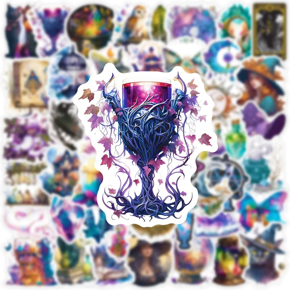 50Pcs Cool Art Gothic Apothecary Witchy Cat Moon Magic b