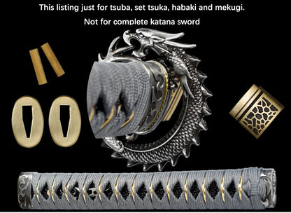 Majestic Dragon Sword Fittings Set for Samurai Blades