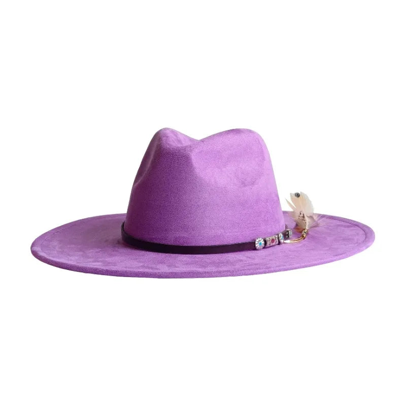Wide Brim Suede Fedora — 36 Colors