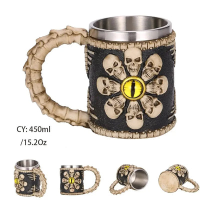 Medieval Dragon Resin Stainless Steel Mug 600ml Retro