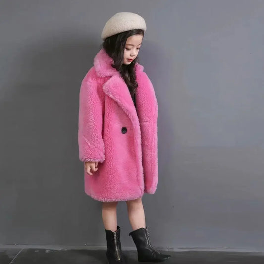 for Girls Trench Coat Shorn Sheepskin