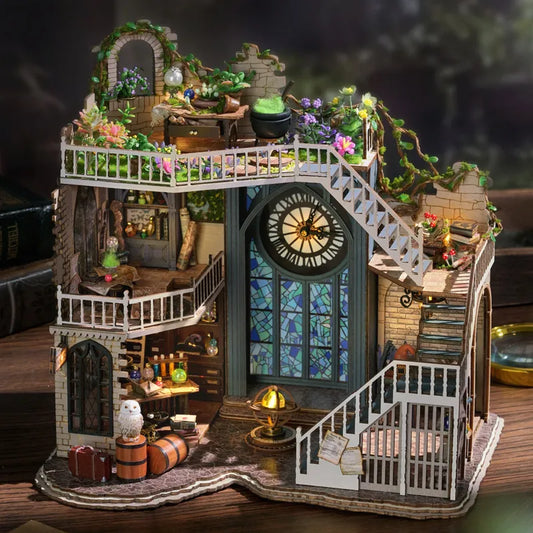 Dollhouse Roombox Magic Workshop Garden With Light