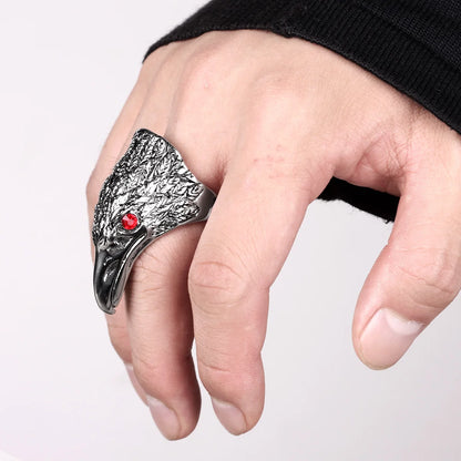 Stainless Steel Man Men Rings Crow