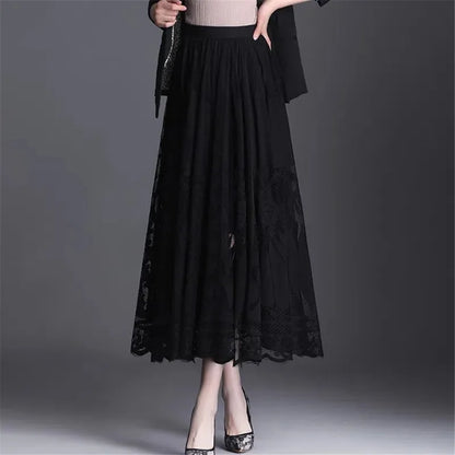 Black Lace Ruffles Tulle Skirt