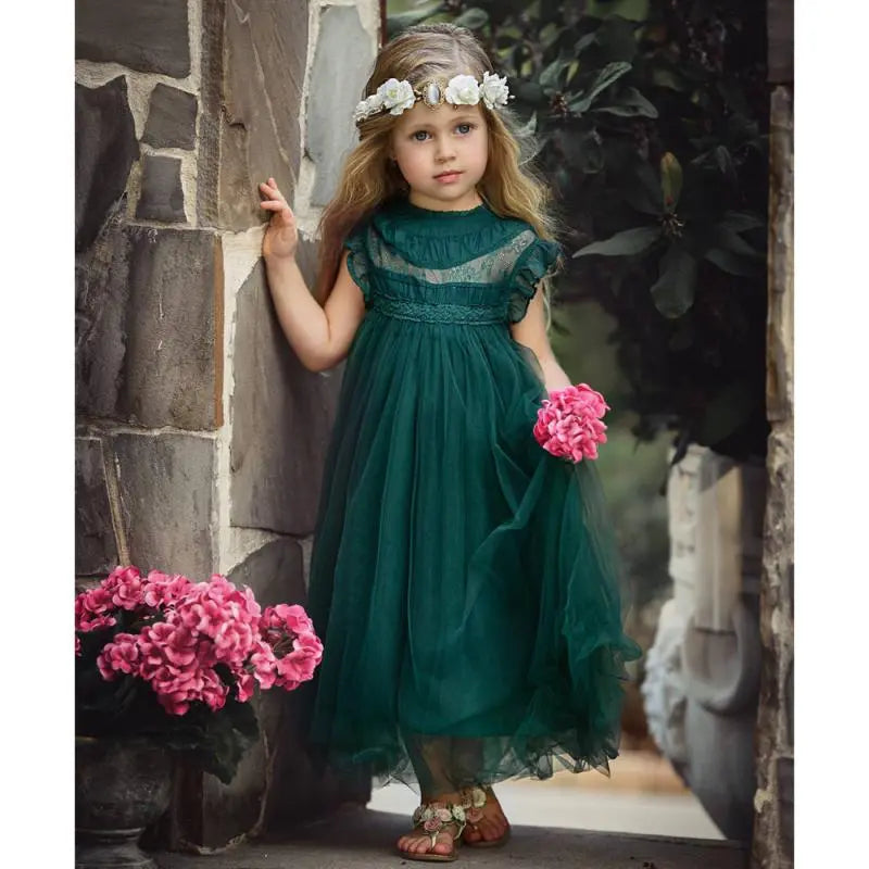 Tulle Lace Sleeveless Princess Flower Girls