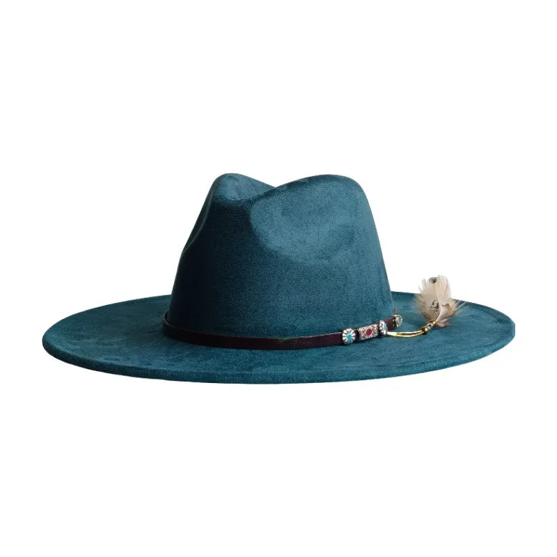 Wide Brim Suede Fedora — 36 Colors