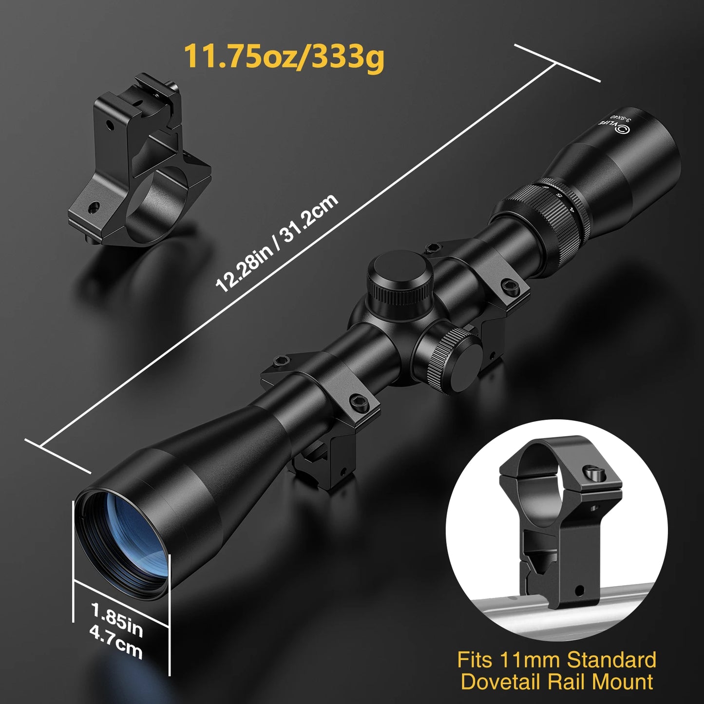 Optical Telescope Rifle Scopes 3X-9X Magnification Adjustment 40MM Full Coating Multi-coated Blue Lens 2x Mounts Hunting