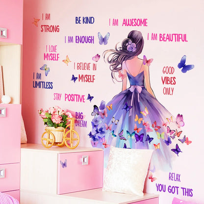 Purple Skirt Princess Wall Stickers for Girls Room