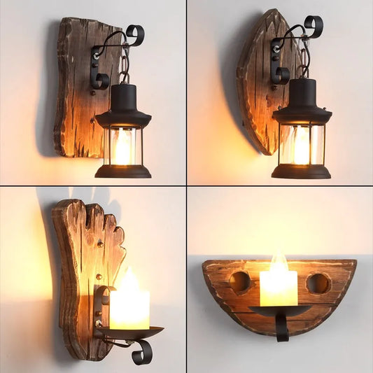 Wooden Wall Lamp for Living Room