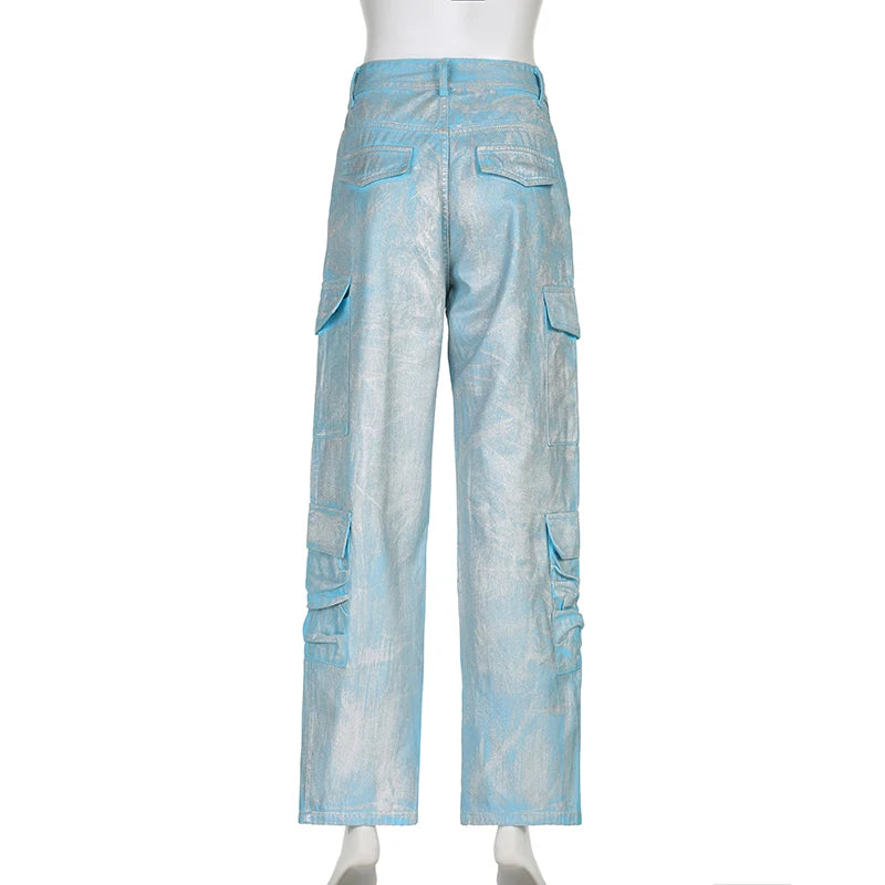 Streetwear Bling Tie Dye Cargo Pants