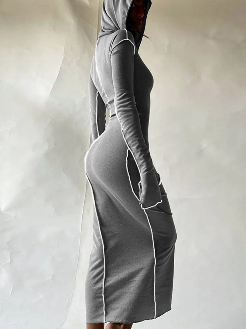 Cozy Chic Patchwork Maxi Hooded Dress