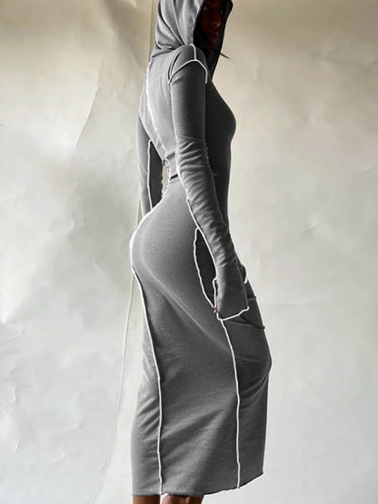 Cozy Chic Patchwork Maxi Hooded Dress