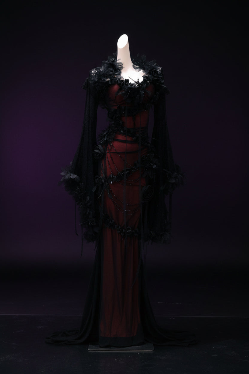 Gothic Lace Knit Dress — Harajuku Y2K Aesthetic