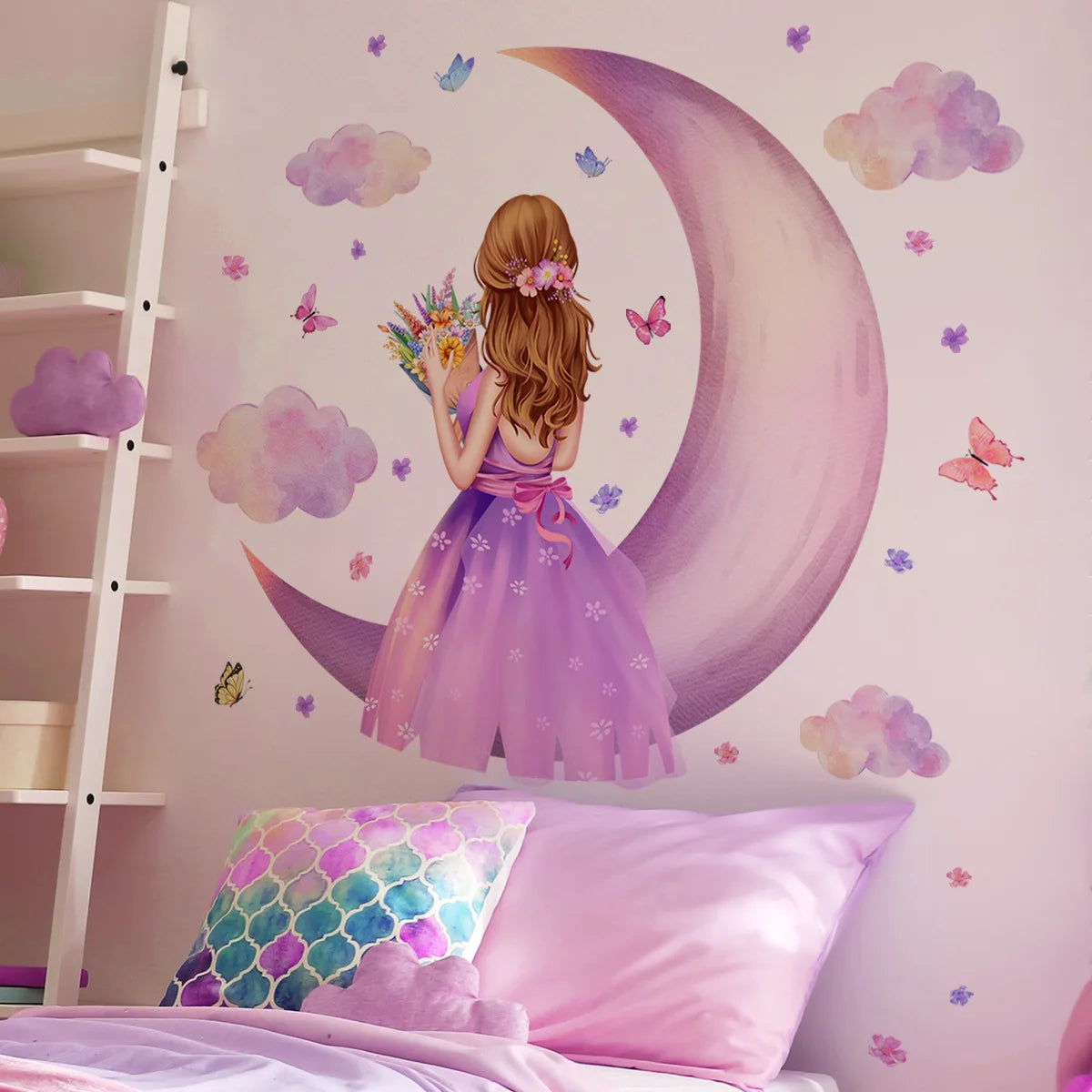 Large Girl Vinyl Tile Child Wall Stickers For Girl Room