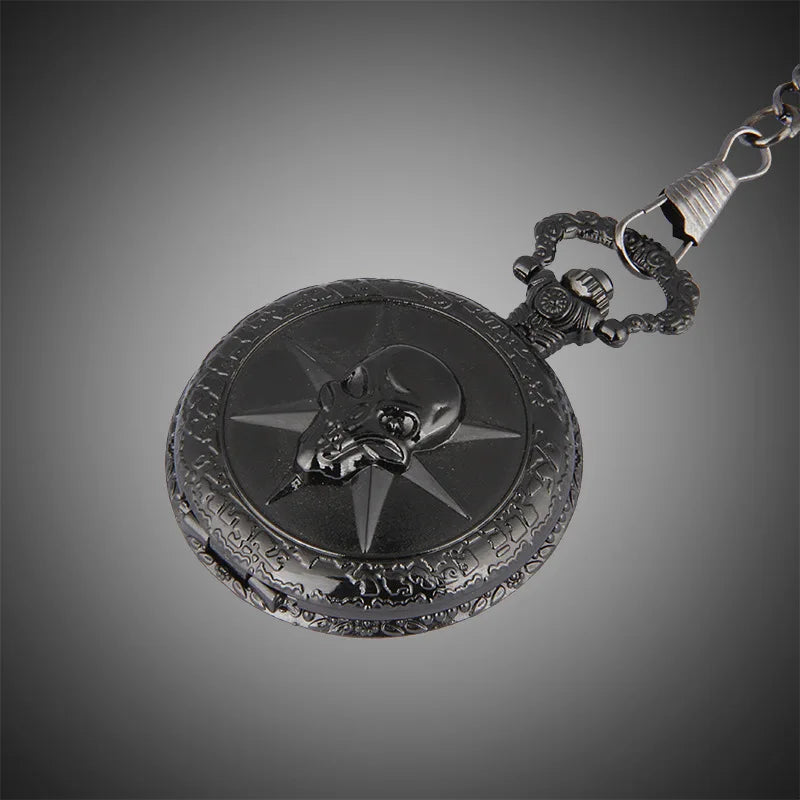 Retro Game Cross Fire Headshot Black Skull Quartz Pocket Watch