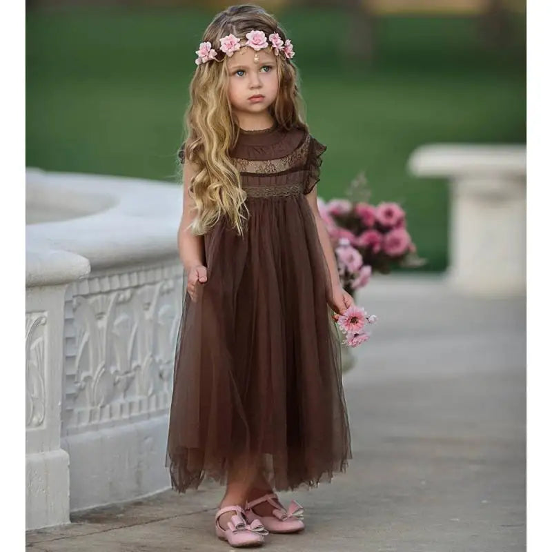 Tulle Lace Sleeveless Princess Flower Girls